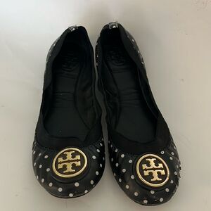 TORY BURCH Black Polka Dot Caroline Ballet Flats - Sz 6